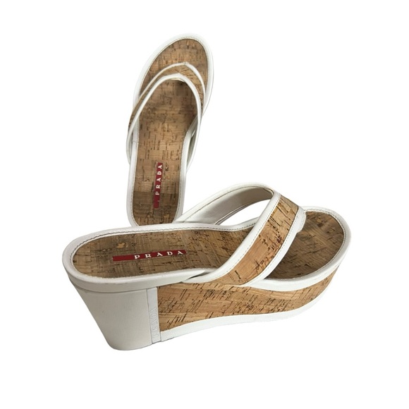 Prada Cork platform wedged sandals sz 38.5 - Picture 4 of 13